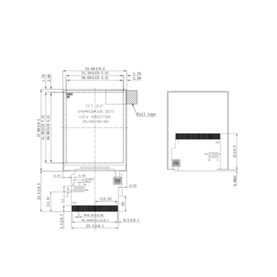 2" Display Type Ips Lcd 85/85/85/85 Viewing Angle For Industrial Equipment